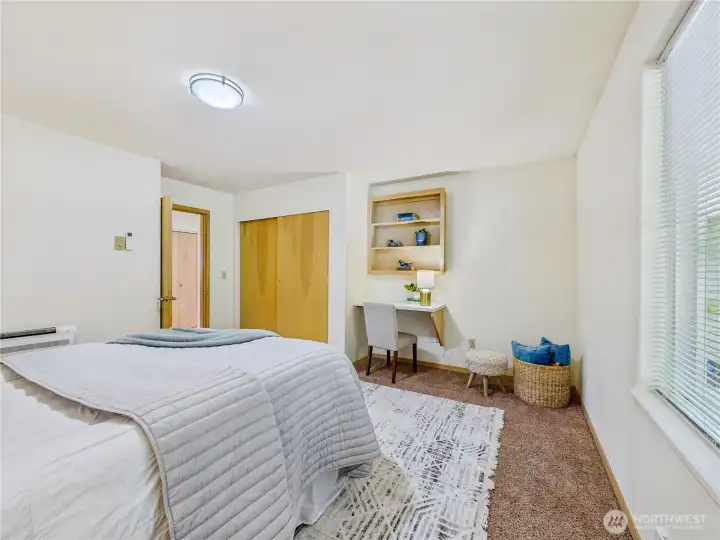 Bedroom #3 with an office area.