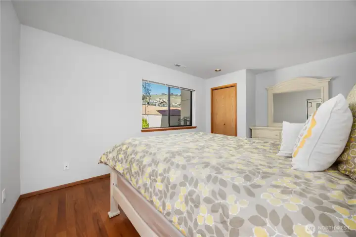 The primary suite has ample space.