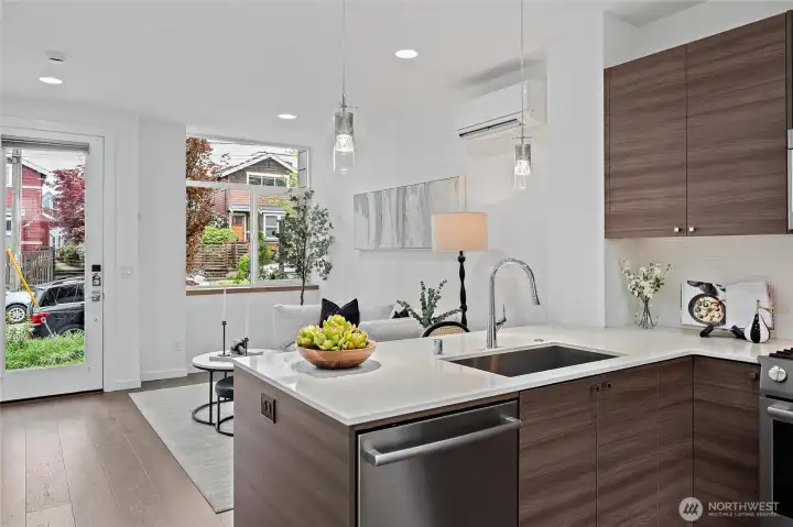 Quartz countertops.