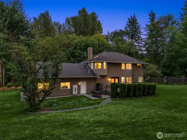 The home sits on approximately one acre of manicured lawn for a picturesque setting to enjoy.