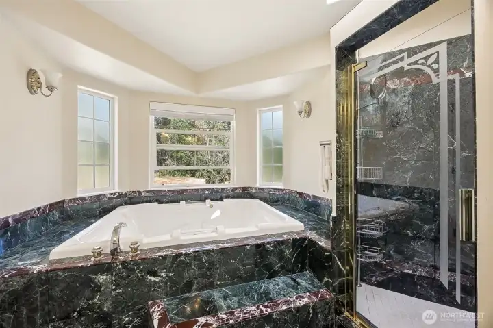 Spa like walk in shower to start your day off, then unwind and relax in the deep soak tub to end it.