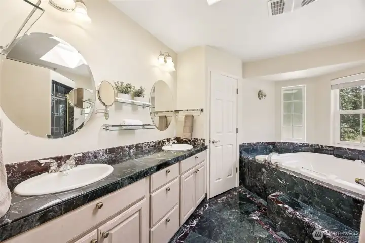 Private toilet area discretely situated behind a closed door.