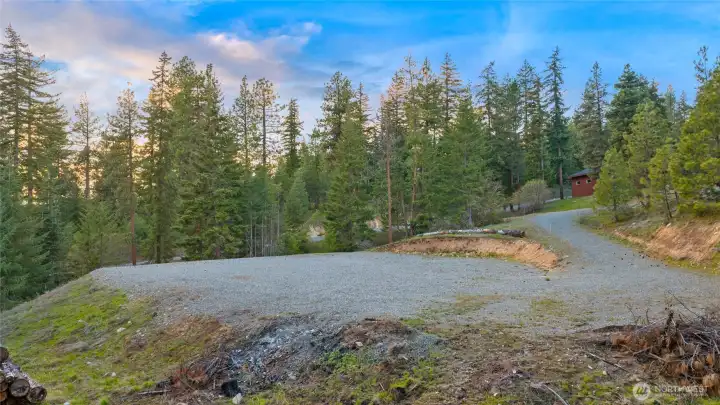 From the back of the lot looking up the driveway.