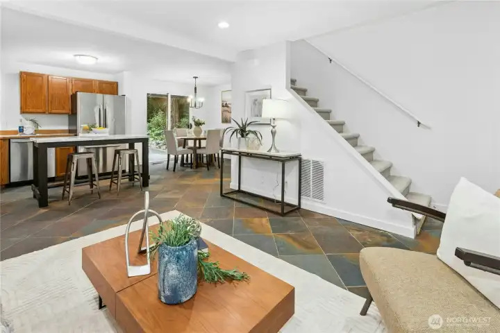 Get ready to easily host with open living, kitchen, and dining room!