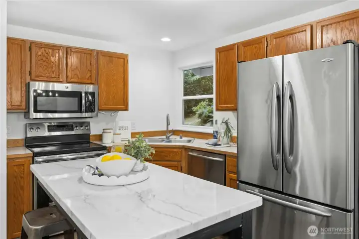 Stainless steel appliances.