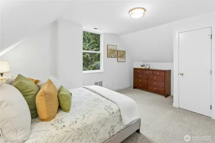 3rd bedroom with new carpet, paint, and lighting!