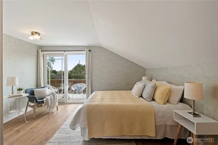 Primary bedroom with your own private balcony