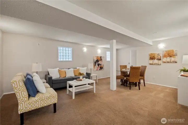 Huge basement rec room - perfect for movies, games, or even a separate living space - it has it's own entrance