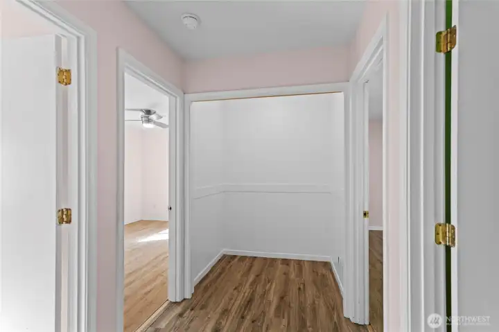 End of Hallway that leads to the bedrooms.Current owner converted Large Closet into a office/Computer space and could easily be changed back.