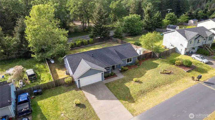 Aerial Shot of this amazing rambler with new roof installed in 2022