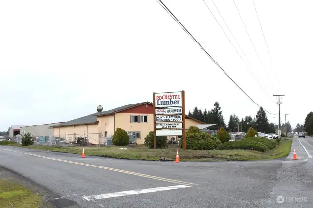 Rochester Lumber on the corner.  Property surrounds the lumber yard in the back