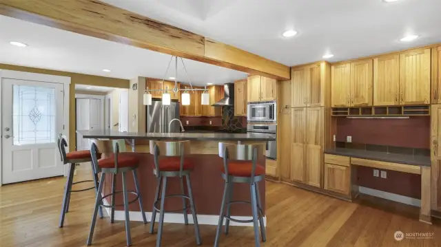 Warm and inviting kitchen with large island and seating for 4!