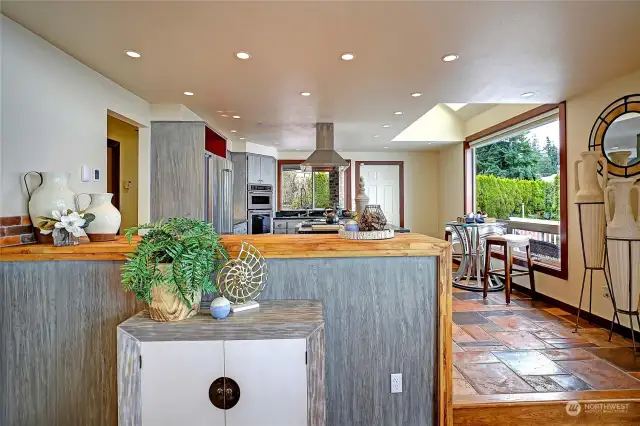 Looking toward the kitchen. There is radiant heat under the tiled floor.