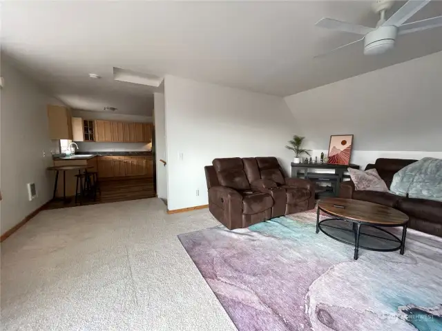 living room next to kitchen