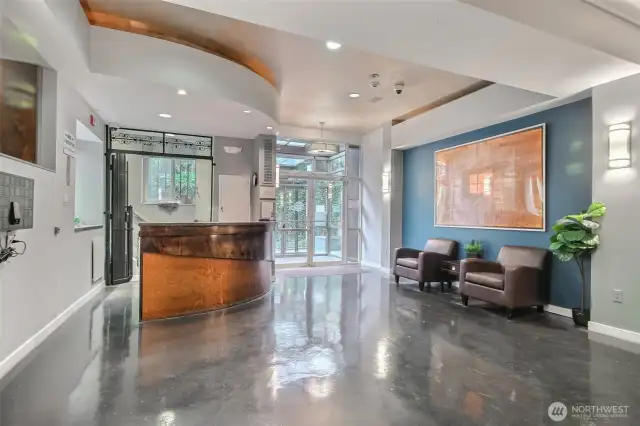 Lobby with helpful concierge.