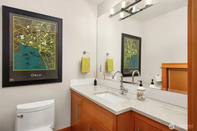 The half bath for guests off the main living area.