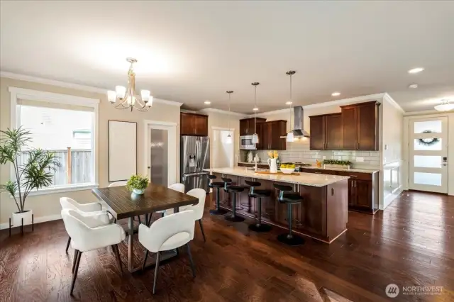 Large dining space in the open concept main floor
