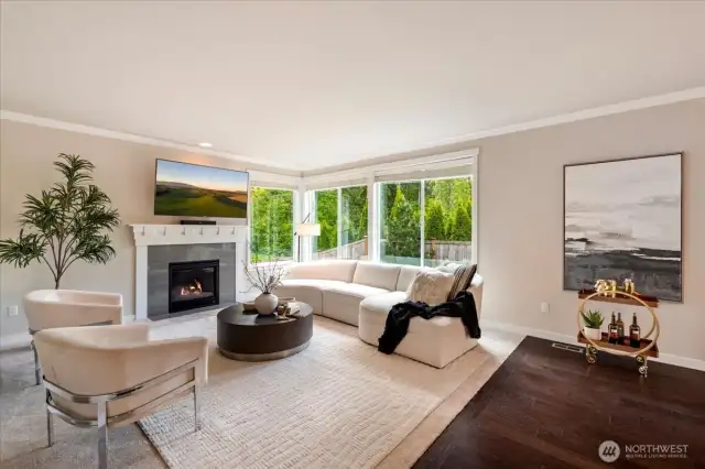 Cozy up to the gas fireplace and relax in the living room