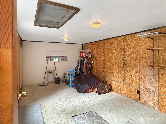 right off the mudroom you'll find the garage.