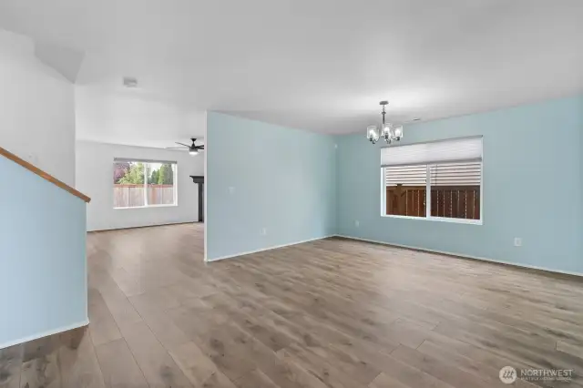 A flowing floor plan with everything you could need: living, dining, family, office.