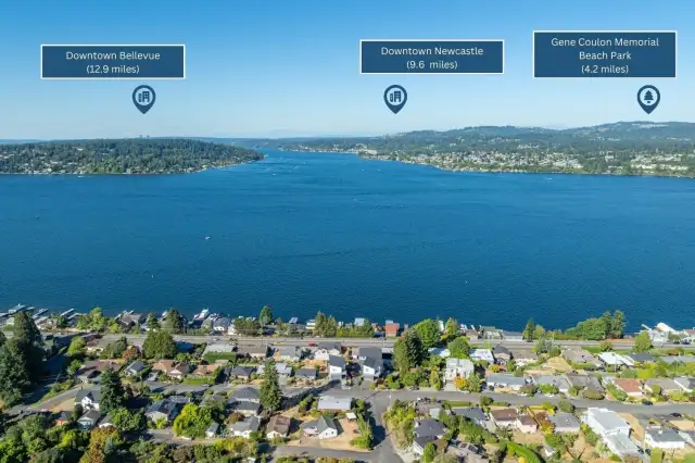 North View: Perfectly situated with convenient access to Downtown Bellevue, charming Downtown Newcastle, and the lakeside escape of Gene Coulon Memorial Beach Park.