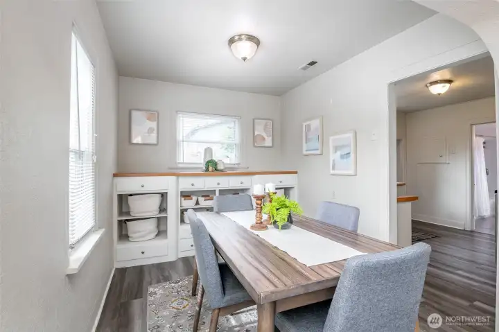 You will love the built-ins in the dining room, for both beauty and function