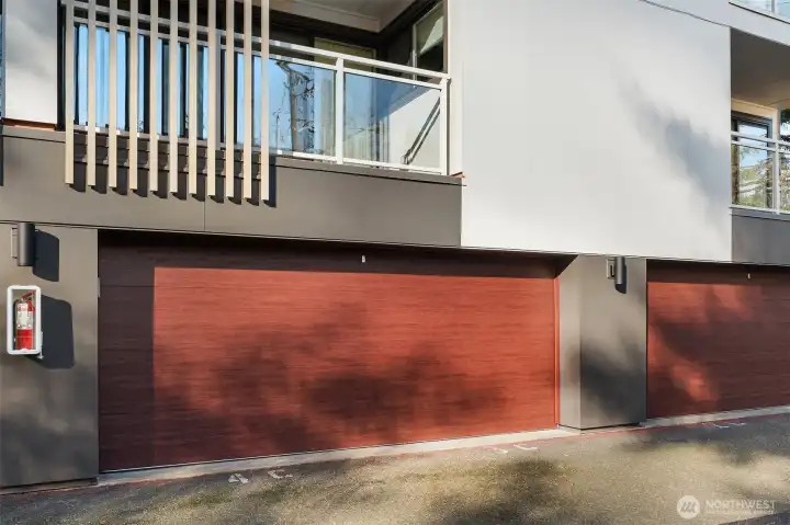 Semi private garage w/remote & touch pad