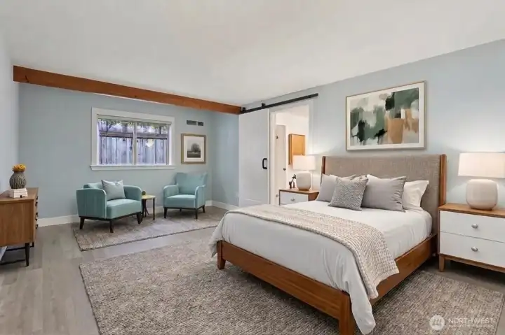 Main floor master bedroom. Virtually Staged