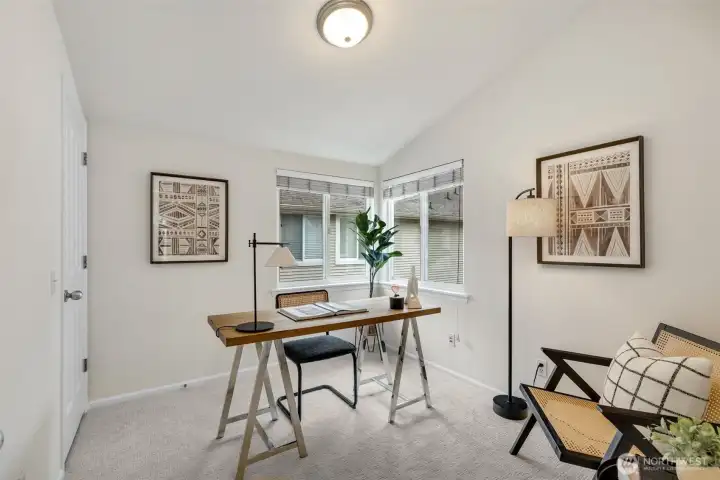 Bedroom 2. Vaulted ceilings and quiet off the street.