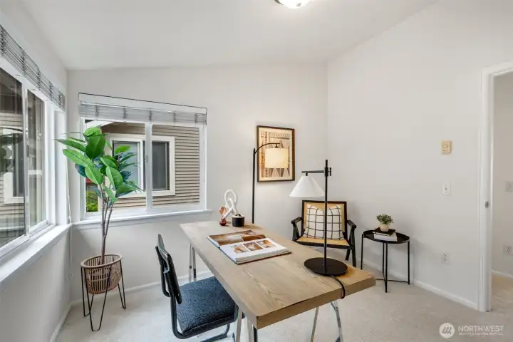 Bedroom 2. Vaulted ceilings and quiet off the street.