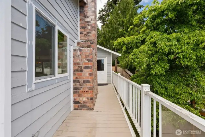 Deck to garage door Deck to garage door
