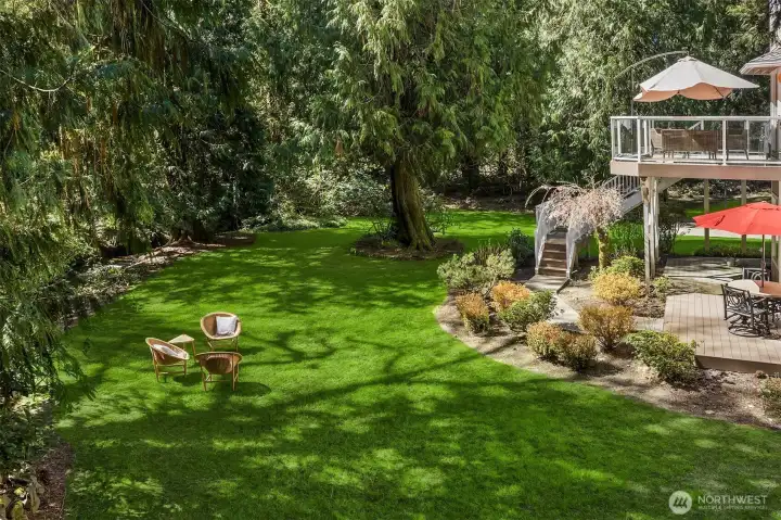 Yard games, garden, and sweet creek music year around~