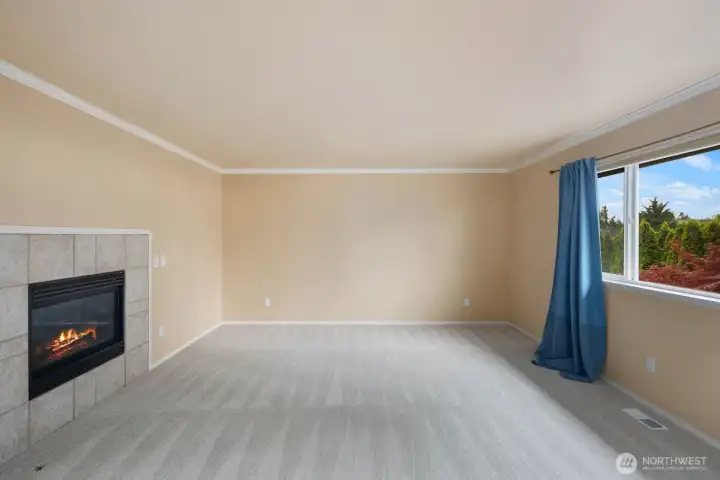 Spacious primary bedroom featuring a gas fireplace, large windows, and abundant natural light. The expansive layout offers plenty of room for a variety of furniture arrangements and creates a comfortable retreat. Spacious primary bedroom featuring a gas fireplace, large windows, and abundant natural light. The expansive layout offers plenty of room for a variety of furniture arrangements and creates a comfortable retreat.