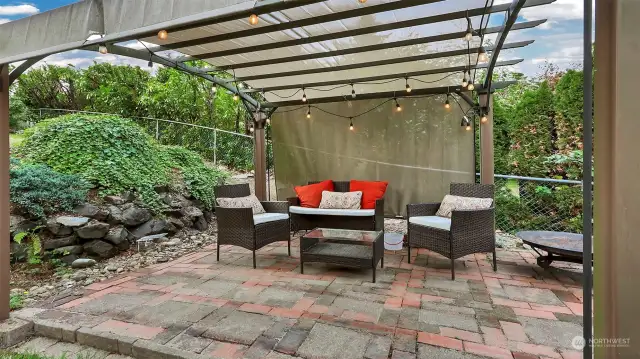 Lighted Pergola on a terrace in the backyard