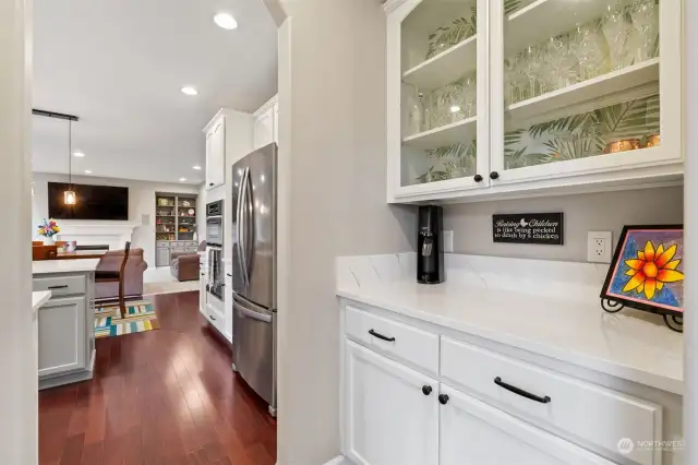 Butler's pantry provides extra storage and great counter space.