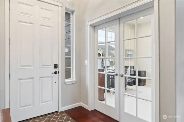 French doors to office/den