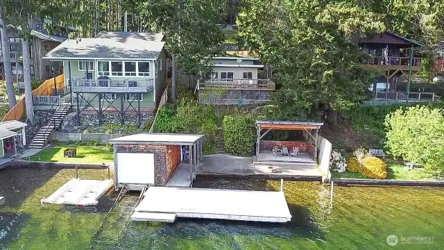 The amazing waterfront with your own Trex Dock, Boathouse and covered deck for perfect summer days. ( It's the middle one, cabin).