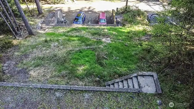 steps make it easy to get up and down the hill for overflow parking.