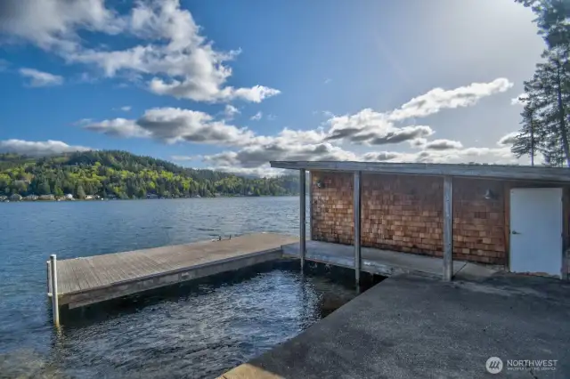 Boathouse and Dock View. Perfect spot for the littles to swim.