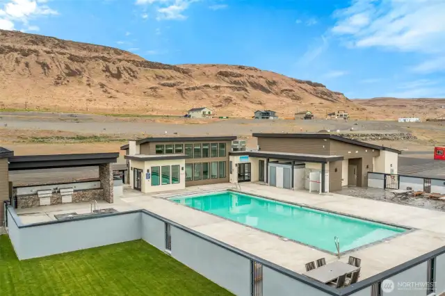 Outside amenities at the Vantage Bay clubhouse.