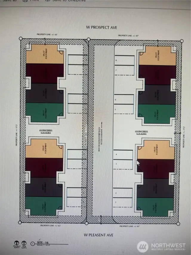 Site plan rendering displaying unit layout across two separate parcels
