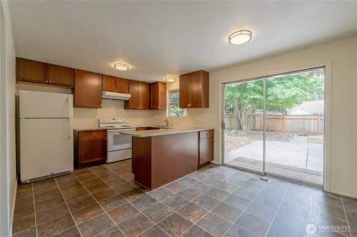 Kitchen nook with countertop seating.