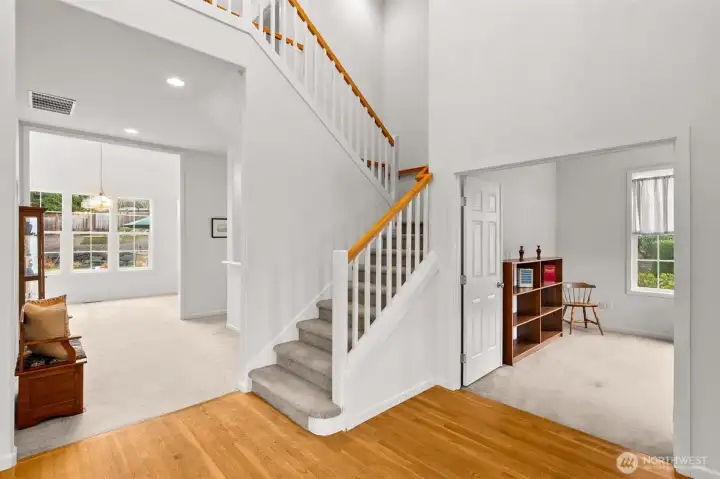 From the entry, dining room ahead and office on the right.