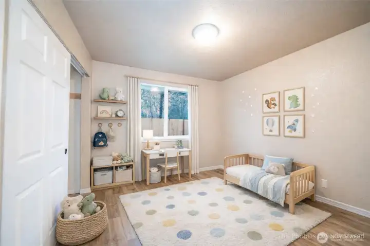 Virtually staged 2nd bedroom, nursery.