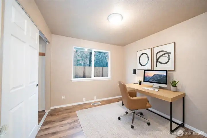 Virtually staged 3rd bedroom|office.