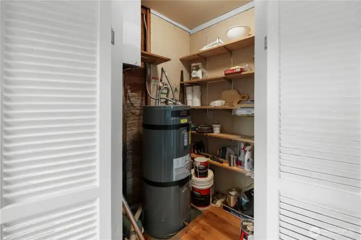 kitchen pantry closet and hot water heater