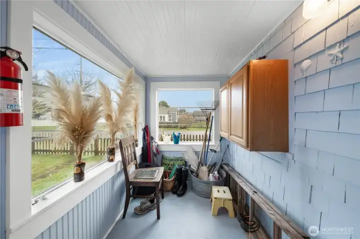 back enclosed porch off the kitchen