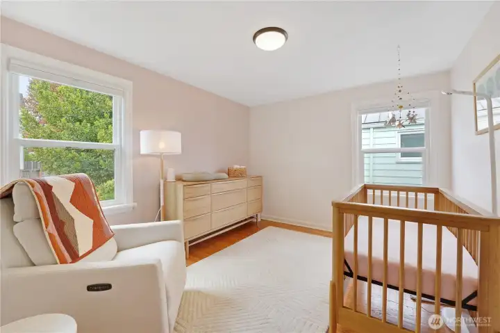 Spacious second bedroom with fresh paint.