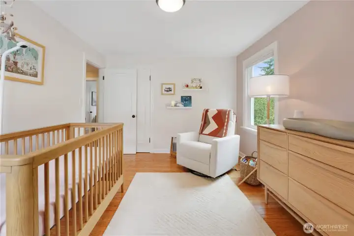 Spacious second bedroom with fresh paint.