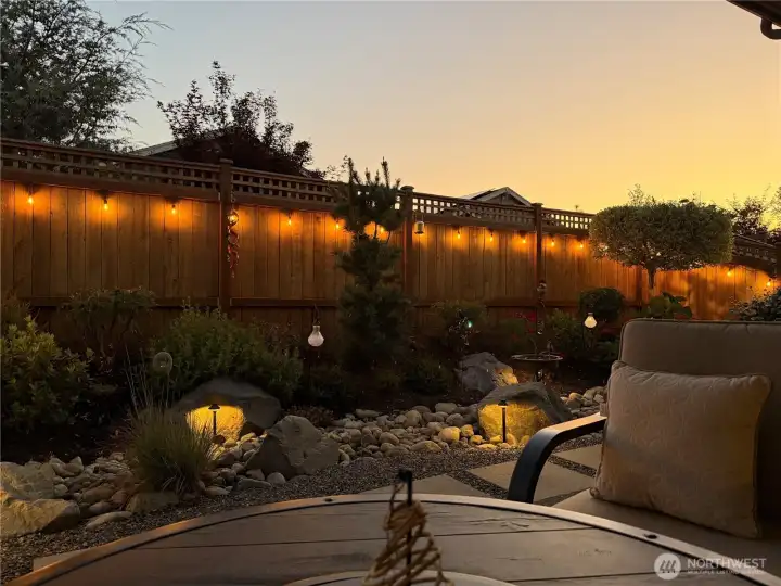 evening light on patio